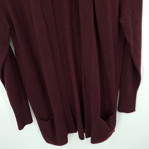 L.L. Bean 100% Cashmere Open Front Patch Pocket Cardigan PS Maroon/Burgundy Red - Picture 6 of 14